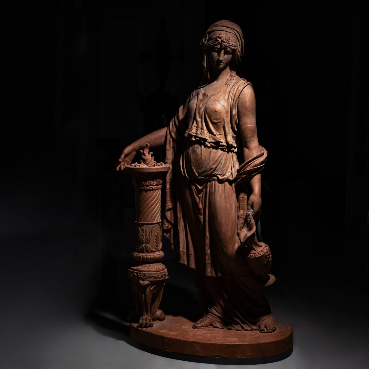 Life-size Terracotta Statue Representing A Vestal Virgin, Second Half Of The 19th Century-photo-1