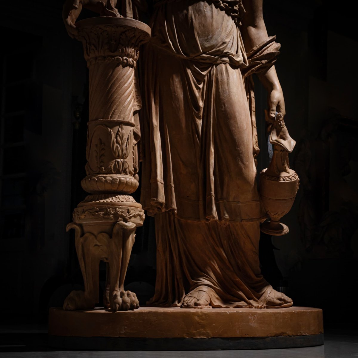 Life-size Terracotta Statue Representing A Vestal Virgin, Second Half Of The 19th Century-photo-4