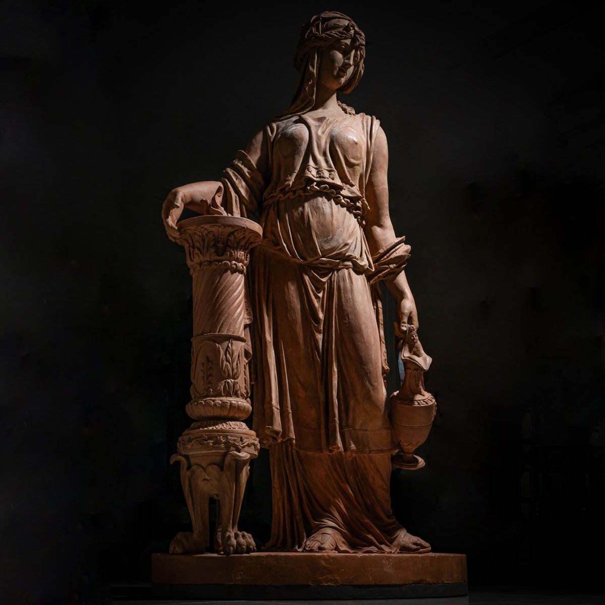 Life-size Terracotta Statue Representing A Vestal Virgin, Second Half Of The 19th Century-photo-5