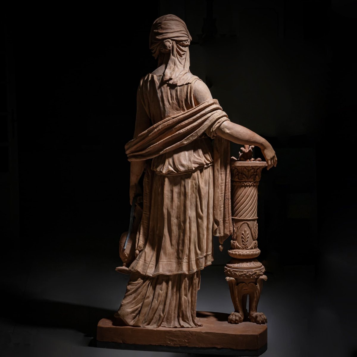 Life-size Terracotta Statue Representing A Vestal Virgin, Second Half Of The 19th Century-photo-8