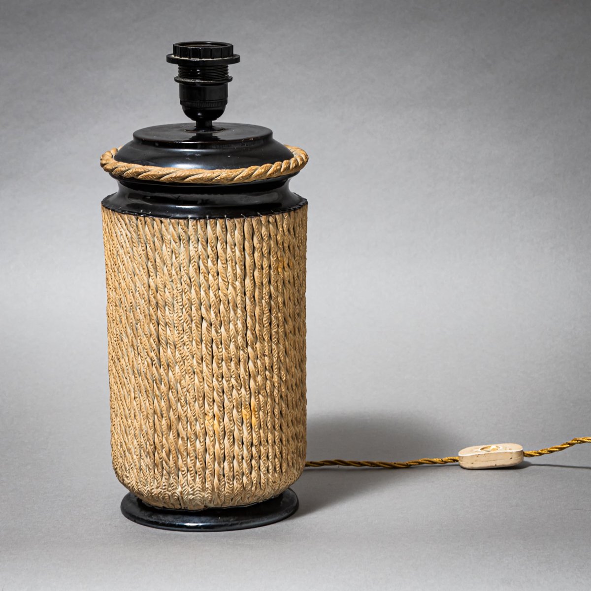 Lampe de table avec décoration en corde, milieu du XXe siècle-photo-6