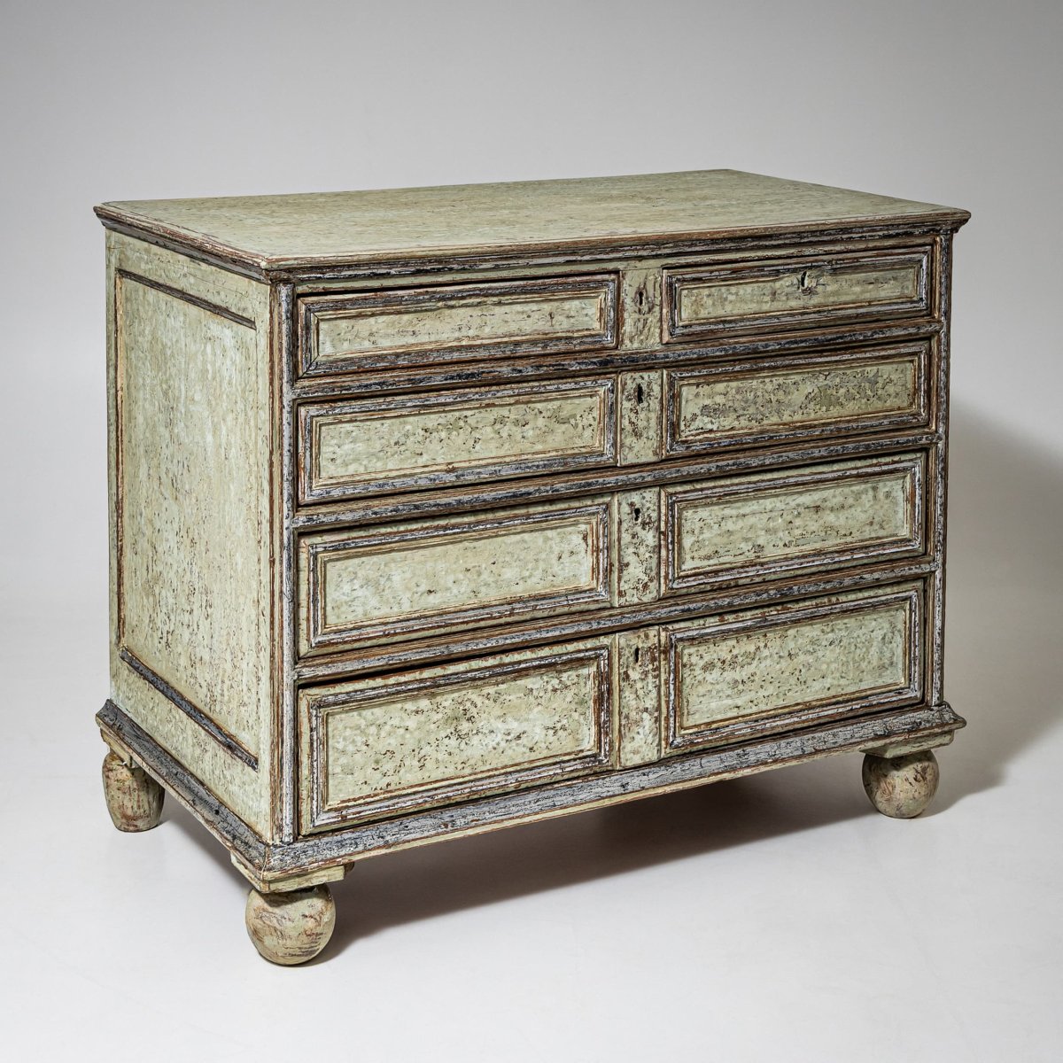 Commode patinée vert clair avec accents argentés, fin du XVIIIe siècle-photo-4