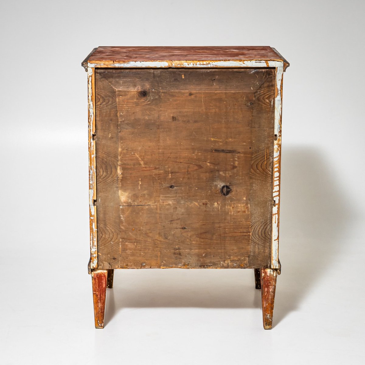 Hand-painted Red Biedermeier Chest Of Drawers, First Half Of The 19th Century-photo-8