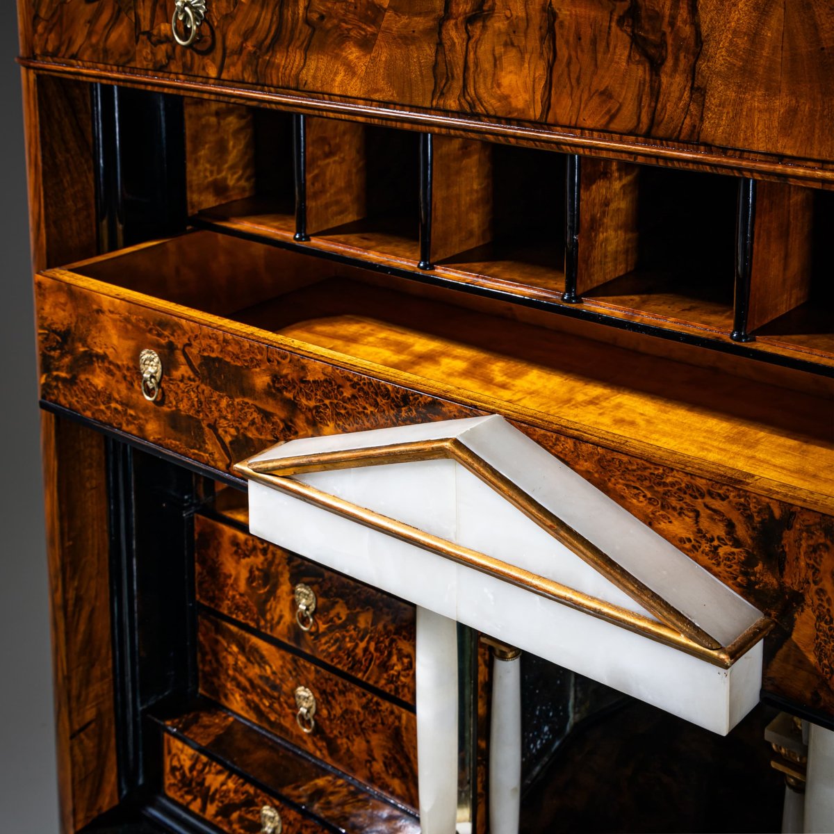 Biedermeier Walnut Secretary Desk, Austria, Circa 1830-photo-3
