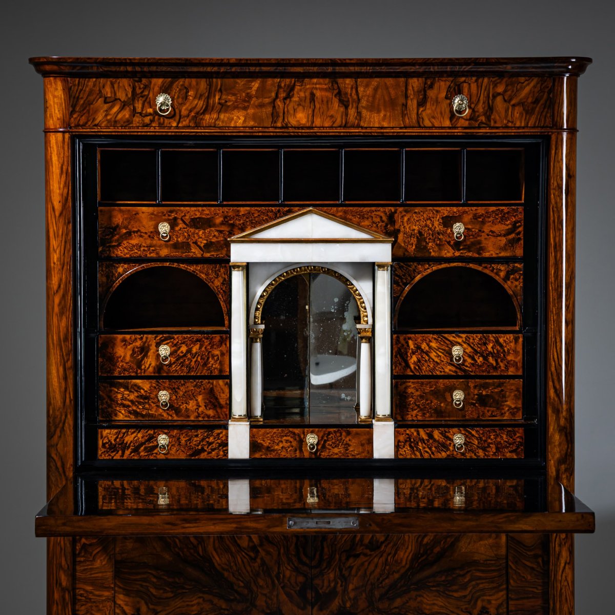 Biedermeier Walnut Secretary Desk, Austria, Circa 1830-photo-3