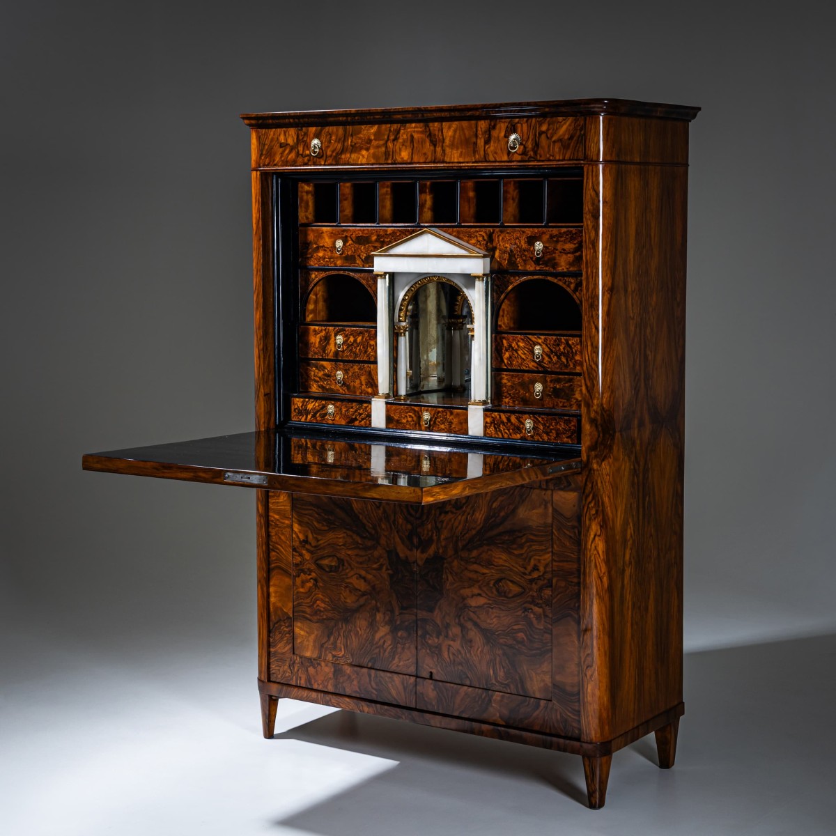 Biedermeier Walnut Secretary Desk, Austria, Circa 1830