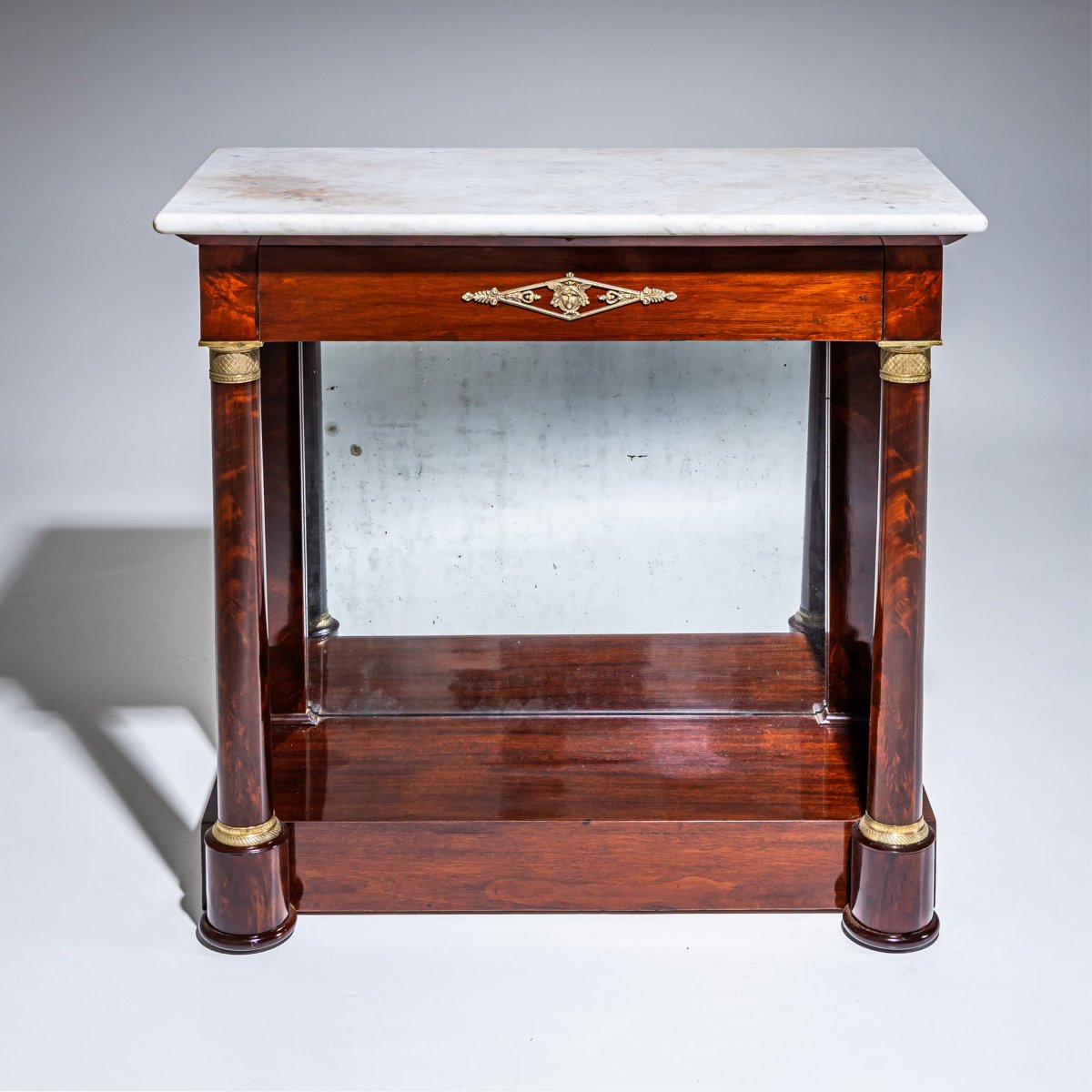 Console murale Empire avec plateau en marbre, début du XIXe siècle-photo-4