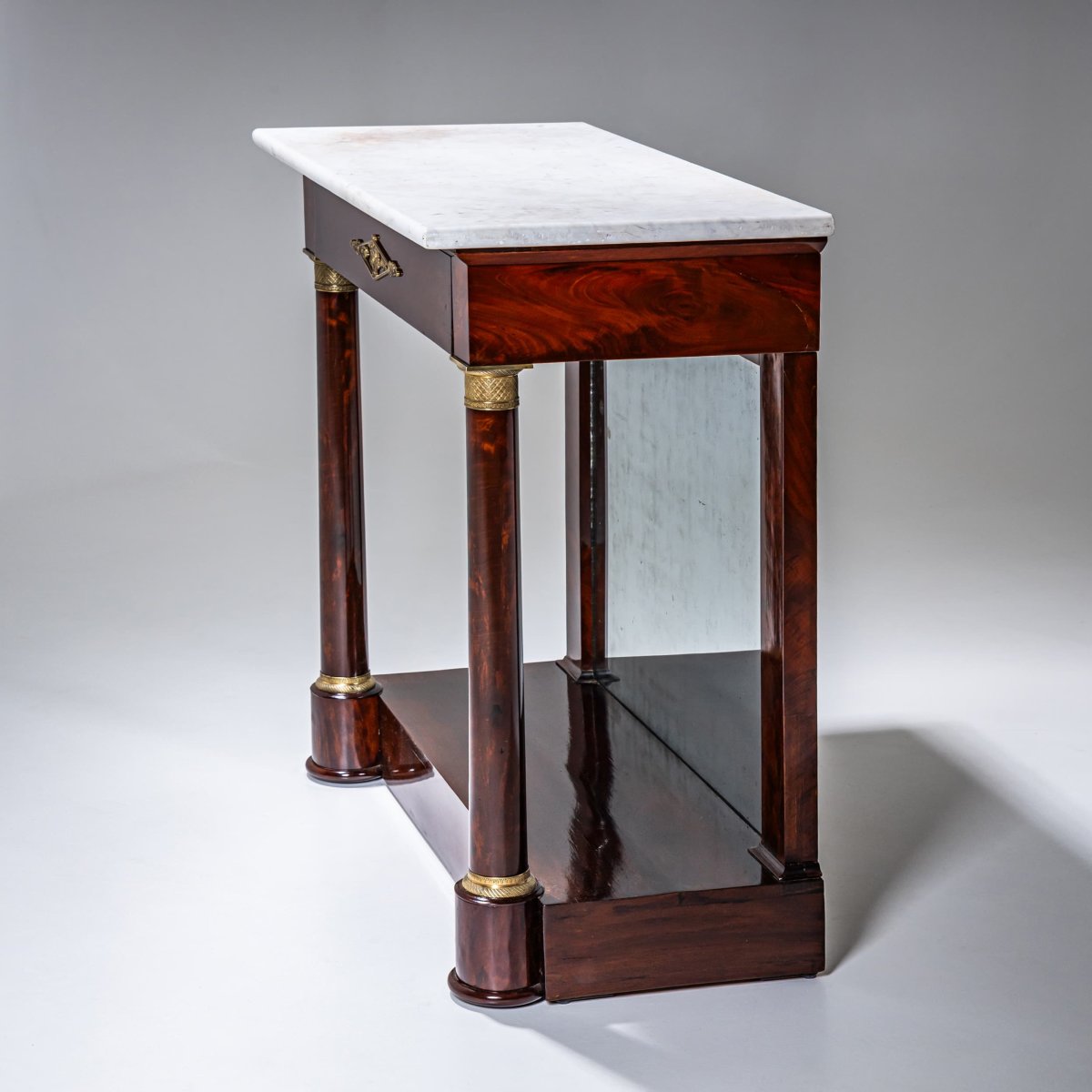 Console murale Empire avec plateau en marbre, début du XIXe siècle-photo-6