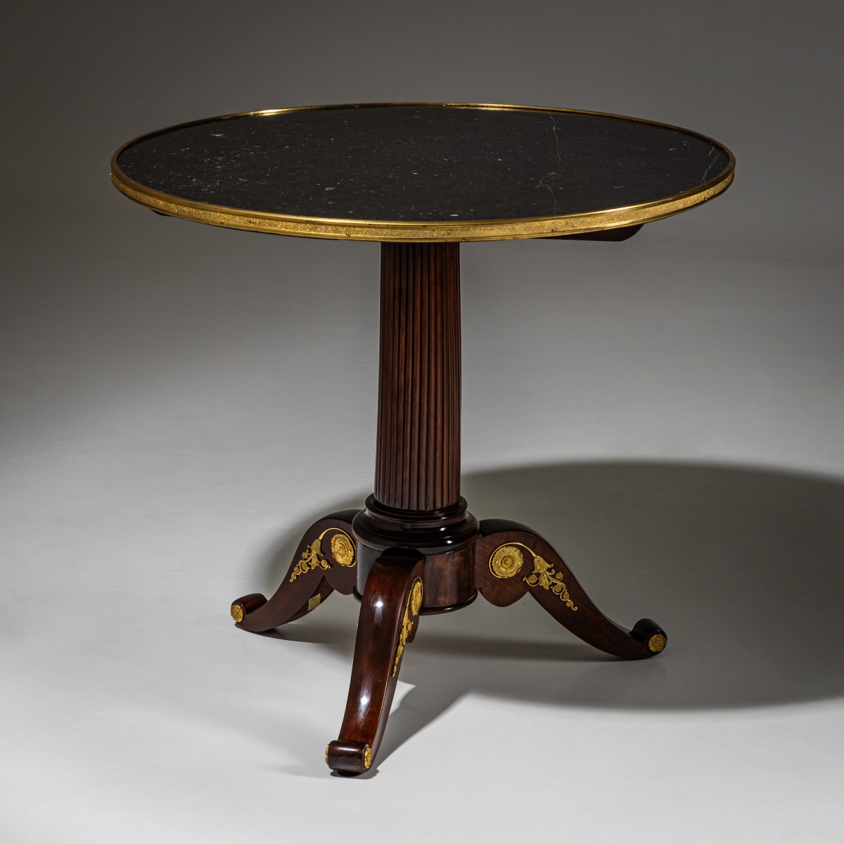 Pedestal Table With Black Stone Top, Restoration Period, France, Circa 1830
