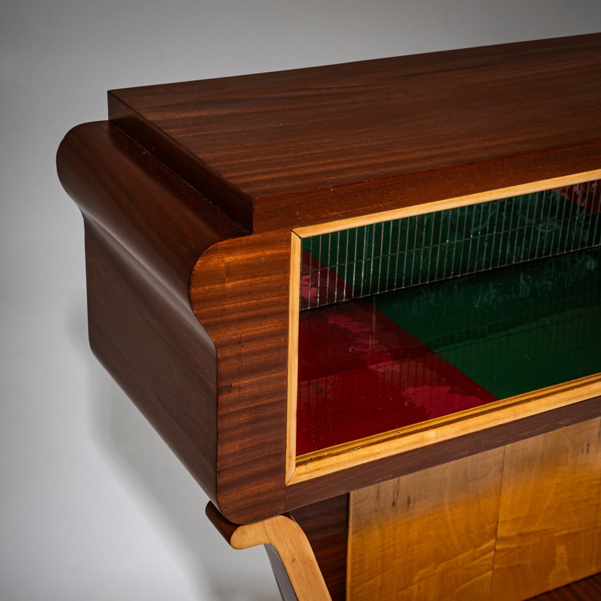 Meuble bar avec scène sous-marine gravée, Italie, milieu du XXe siècle-photo-3