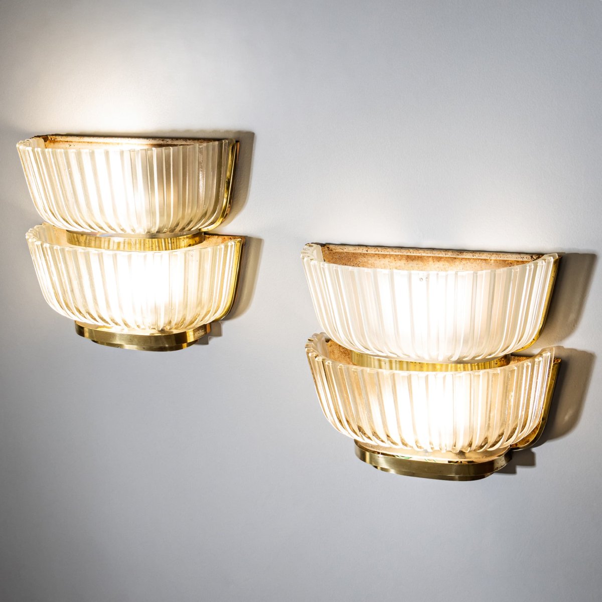 Pair Of Art Deco Glass Wall Sconces, Attributed To Archimede Seguso, Italy, 1940s-photo-2