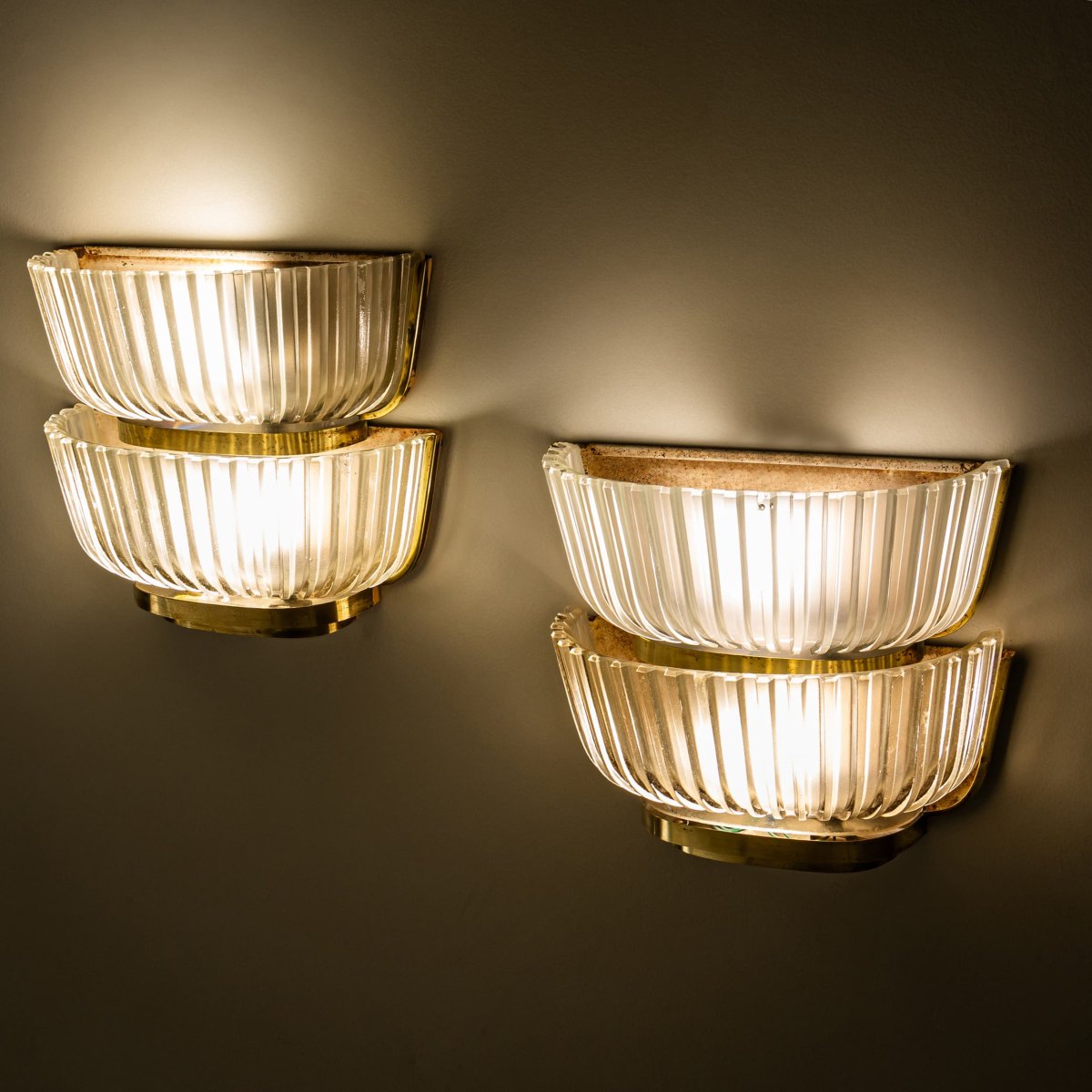 Pair Of Art Deco Glass Wall Sconces, Attributed To Archimede Seguso, Italy, 1940s-photo-3