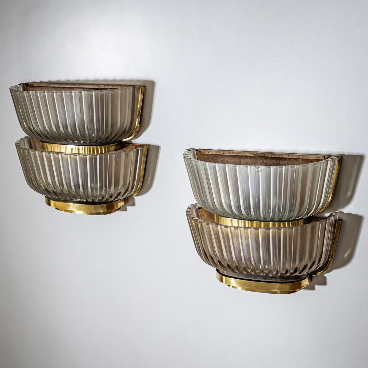 Pair Of Art Deco Glass Wall Sconces, Attributed To Archimede Seguso, Italy, 1940s-photo-1