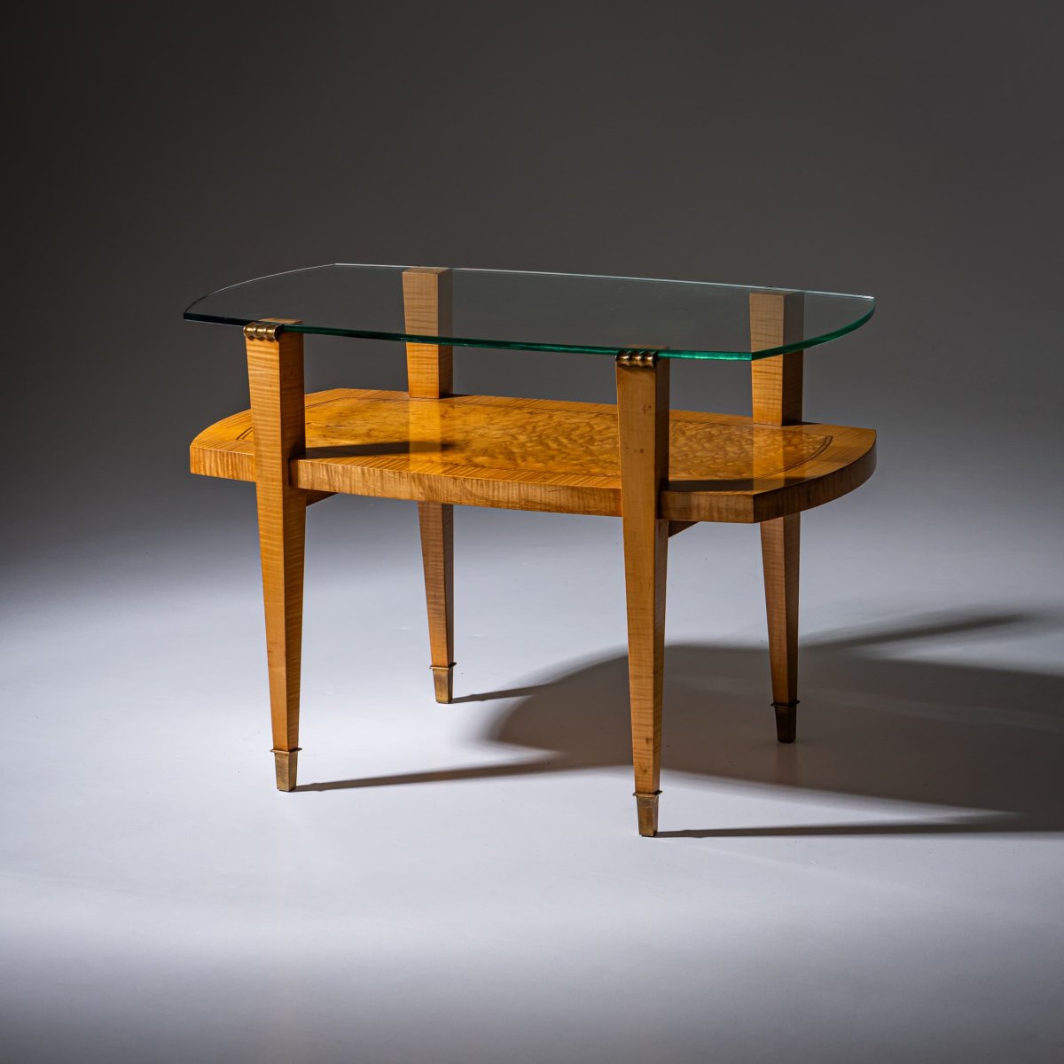 Table basse Art déco avec plateau en verre, années 1940-photo-1