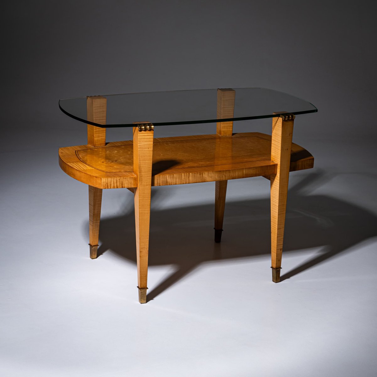 Table basse Art déco avec plateau en verre, années 1940-photo-2