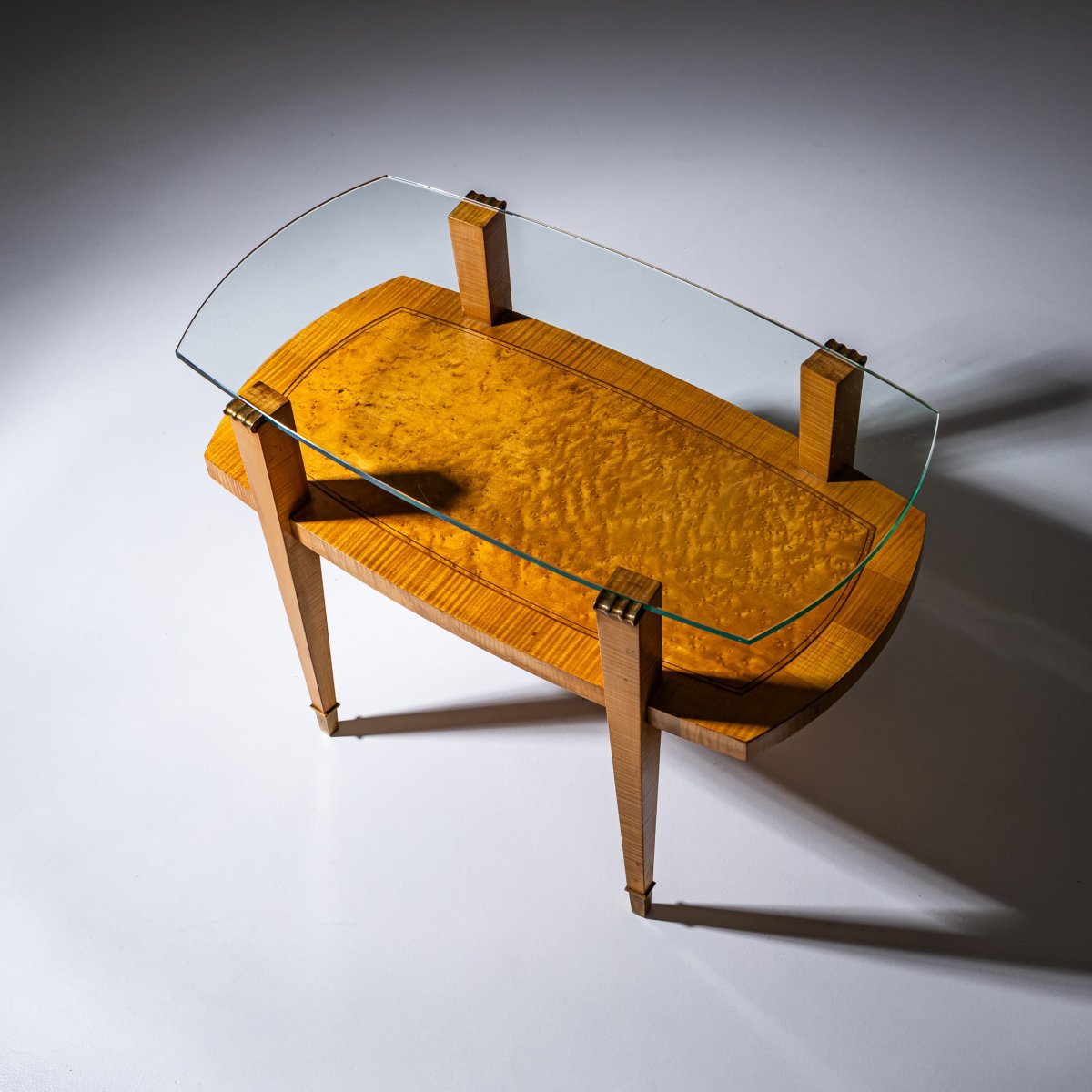 Table basse Art déco avec plateau en verre, années 1940-photo-4
