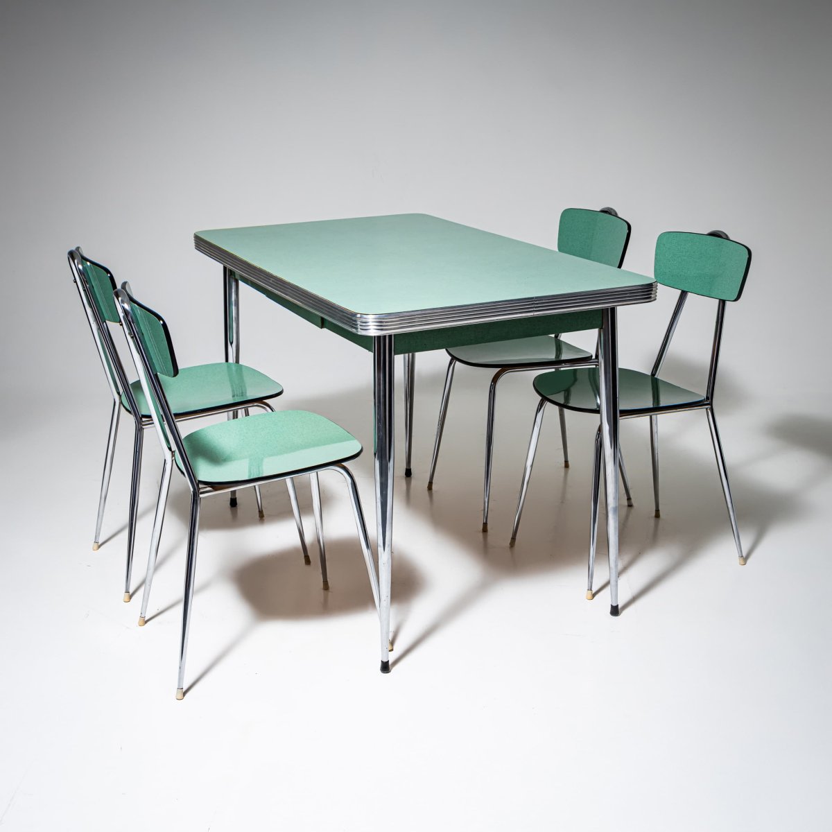 Turquoise Formica Dining Set, Table And Four Chairs, Italy, 1960s/1-photo-3