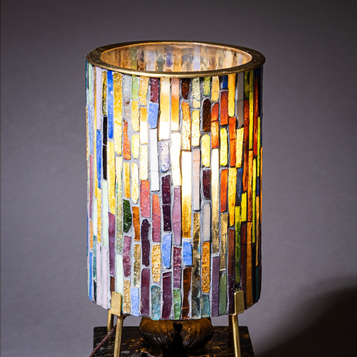 Small Table Lamp With Glass Shade, Mid-20th Century-photo-2