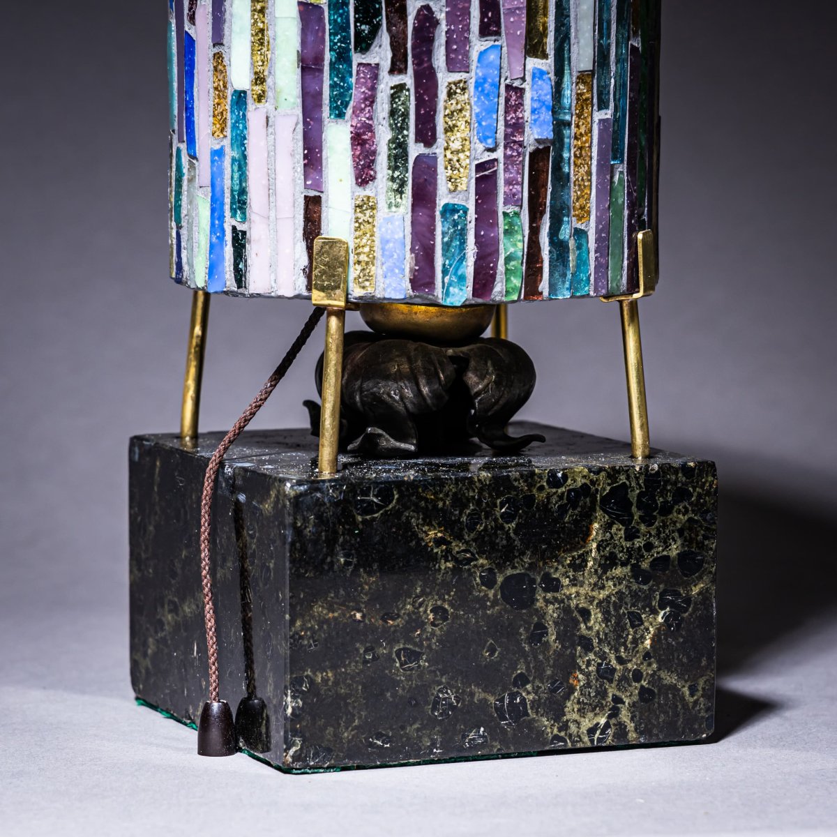 Small Table Lamp With Glass Shade, Mid-20th Century-photo-4