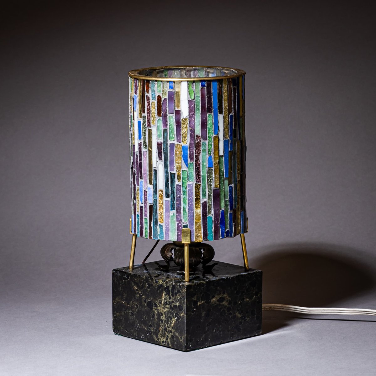 Small Table Lamp With Glass Shade, Mid-20th Century-photo-3