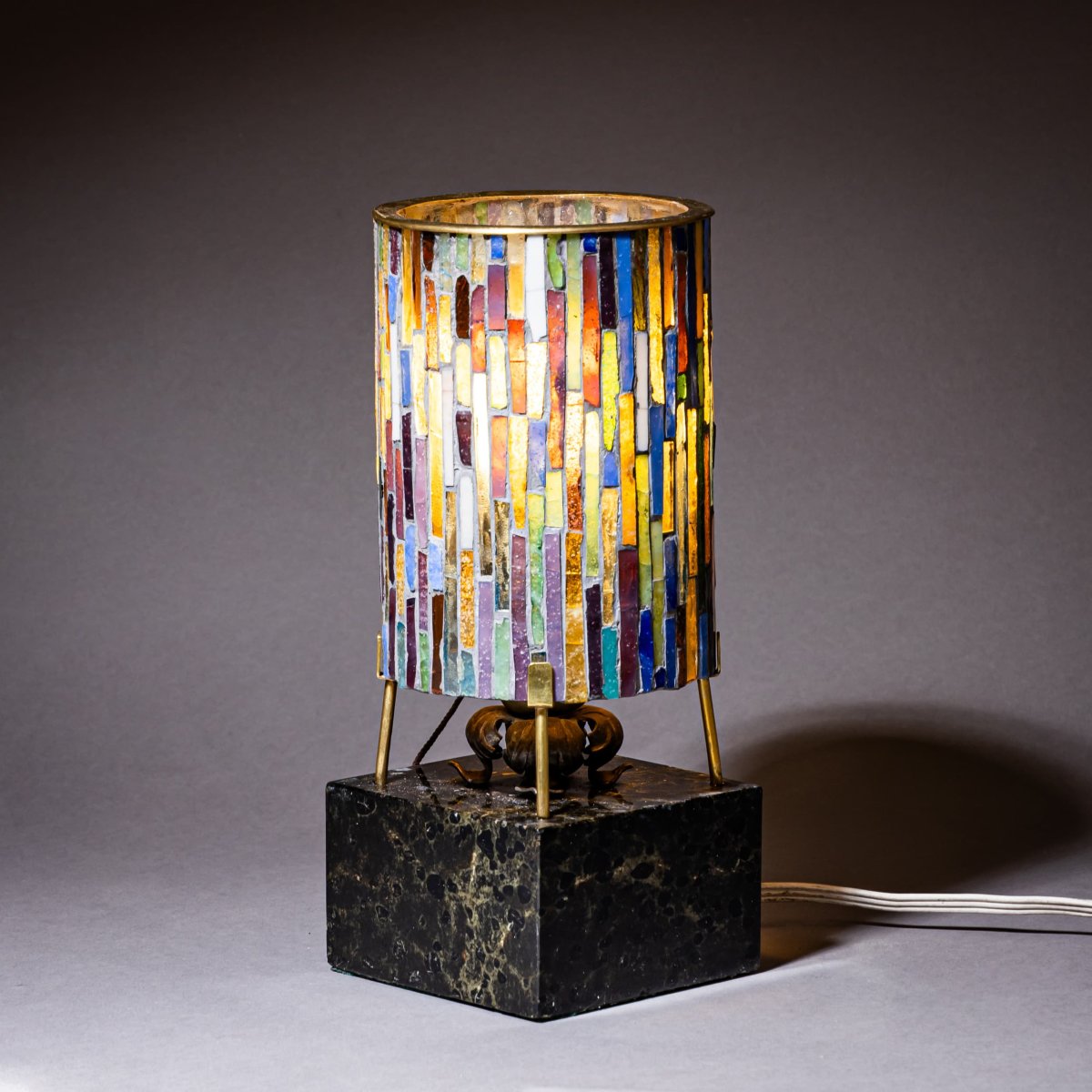 Small Table Lamp With Glass Shade, Mid-20th Century-photo-4