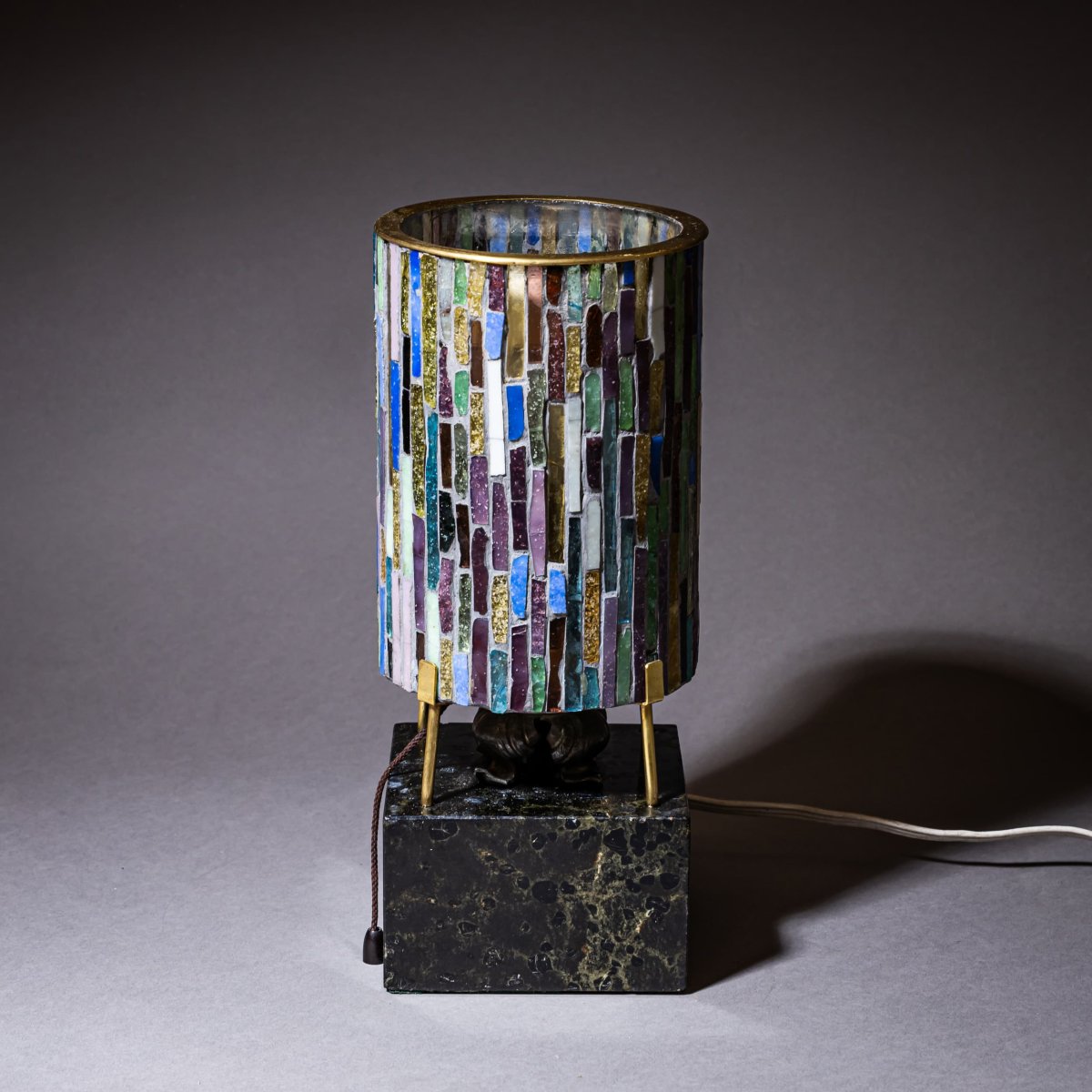 Small Table Lamp With Glass Shade, Mid-20th Century-photo-7