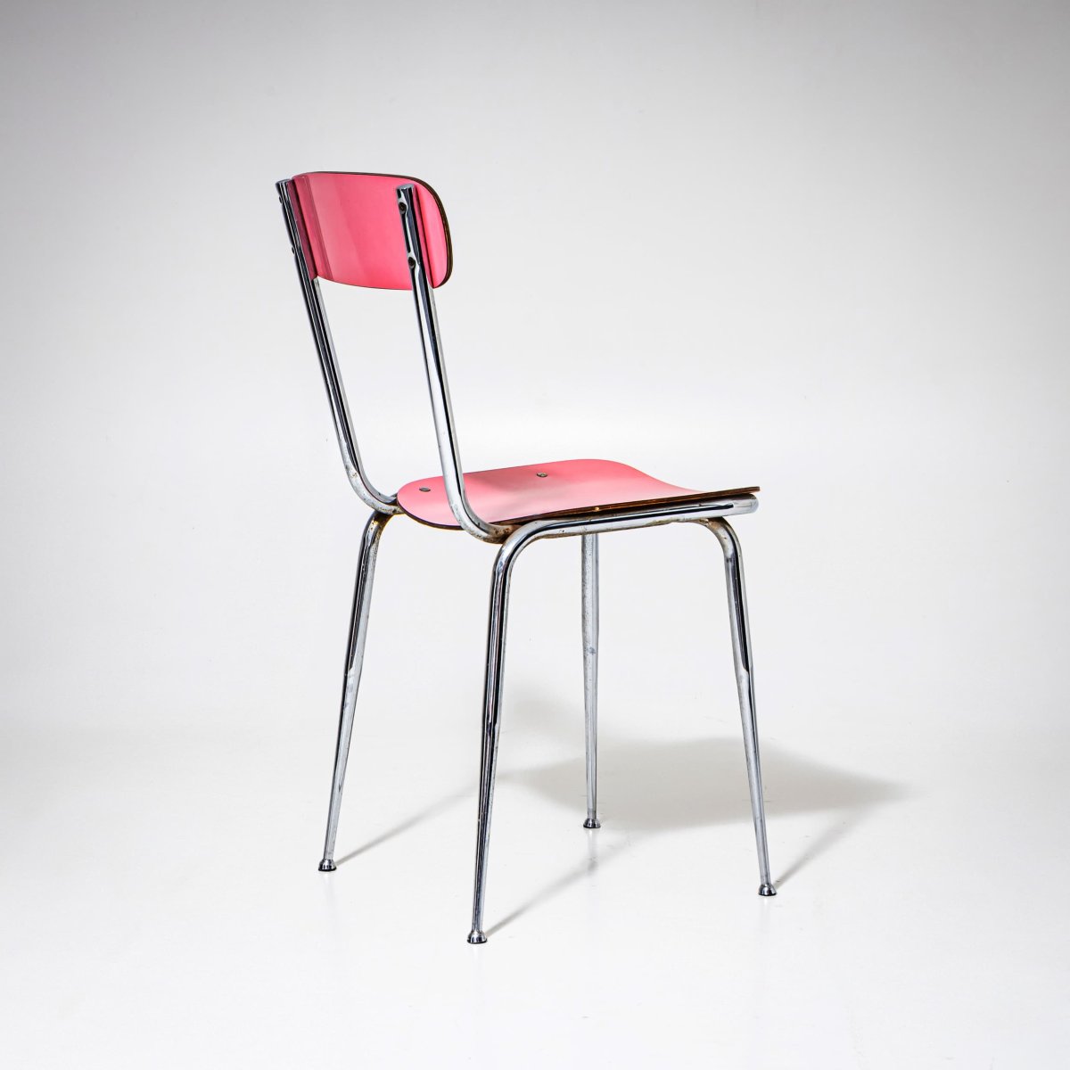 Ensemble de salle à manger en Formica rose, table et six chaises, Italie, années 1960/1970-photo-8