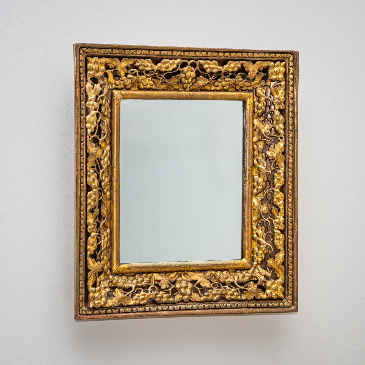 Gilded Wall Mirror With Grape Motif, Italy, 19th Century-photo-4