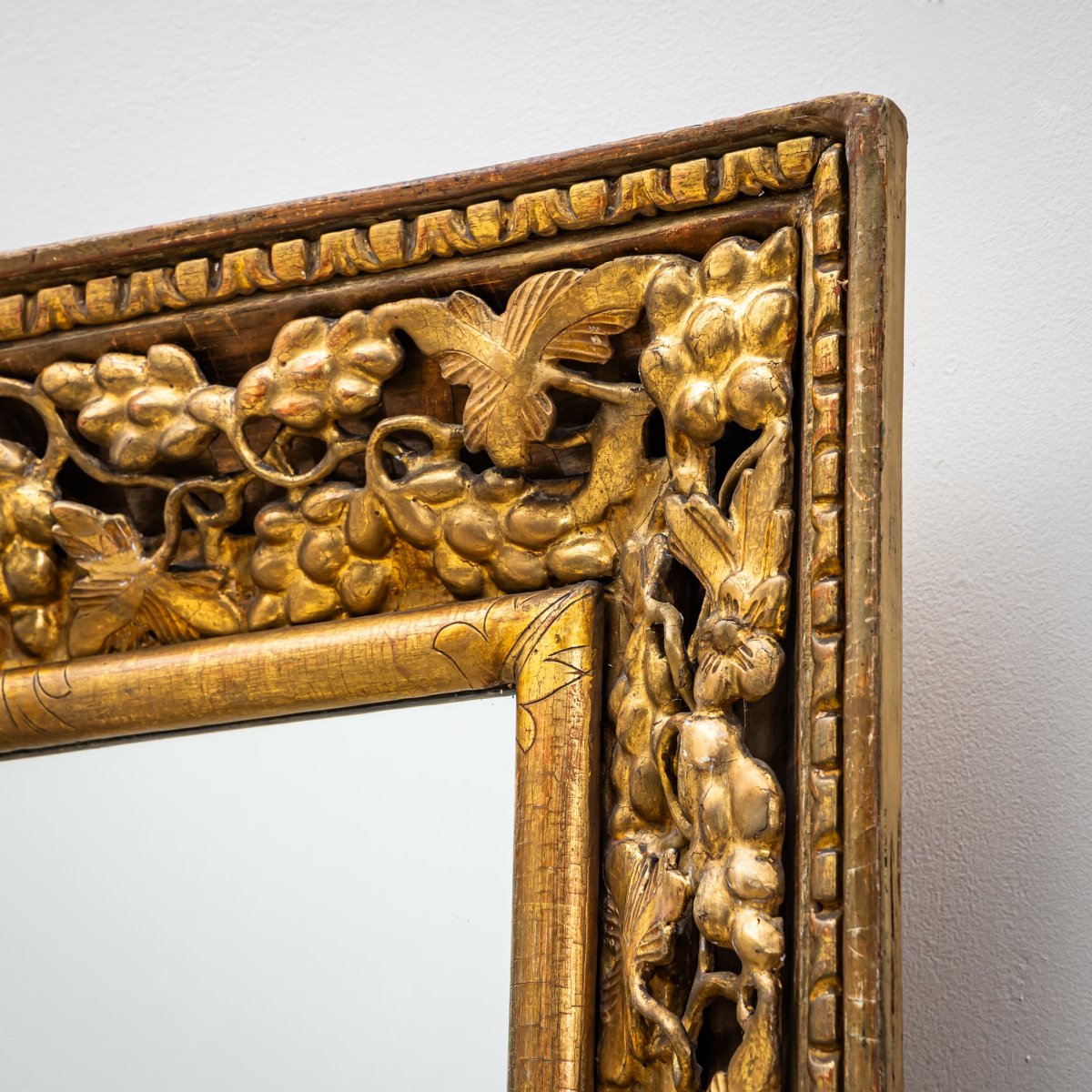 Gilded Wall Mirror With Grape Motif, Italy, 19th Century-photo-4