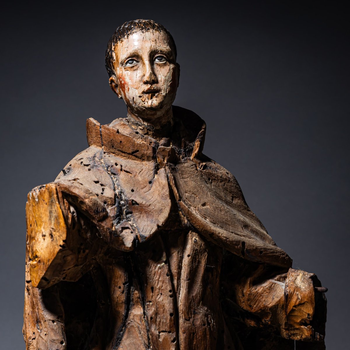 Sculpture en bois de saint François d'Assise, XVIIIe siècle-photo-2
