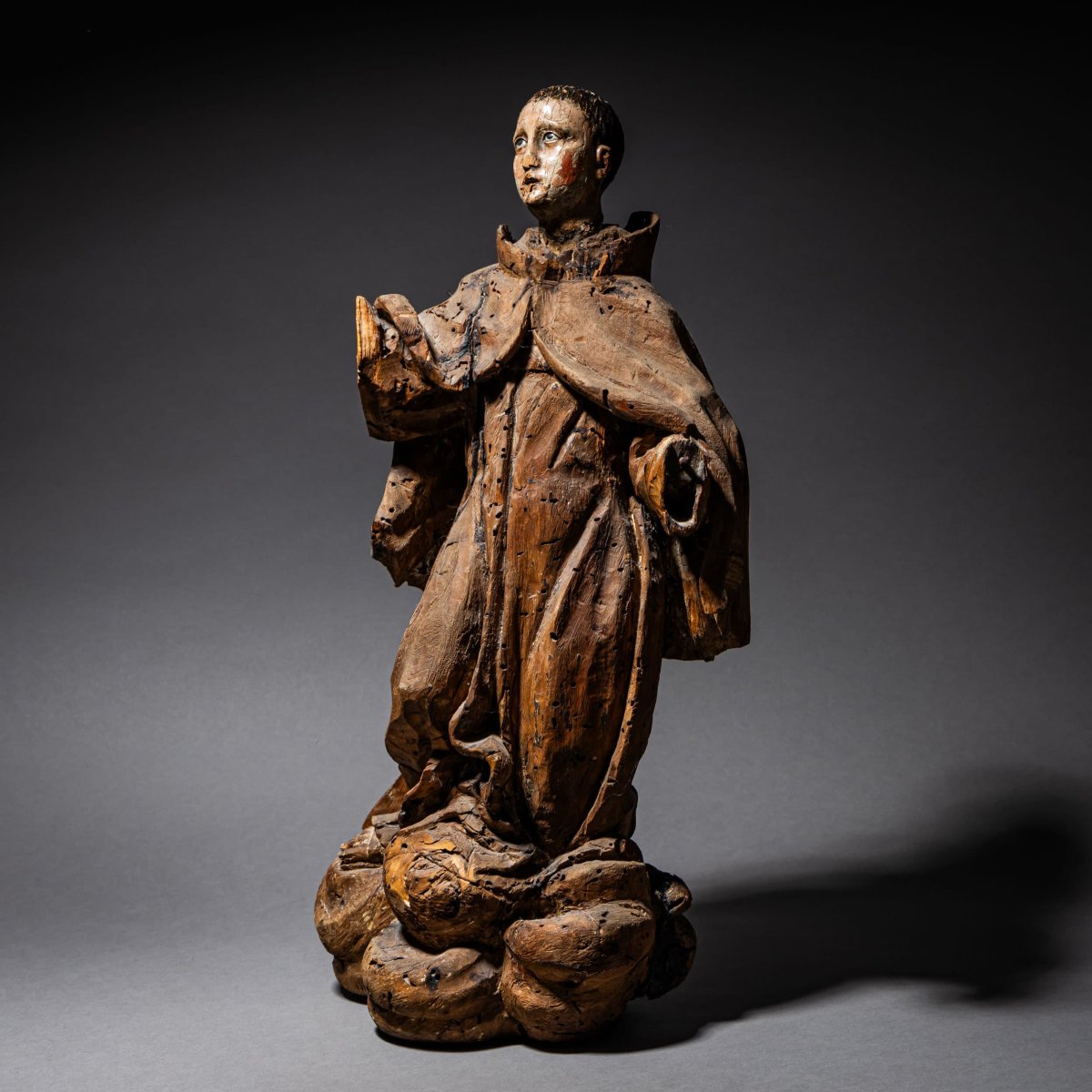 Sculpture en bois de saint François d'Assise, XVIIIe siècle-photo-4
