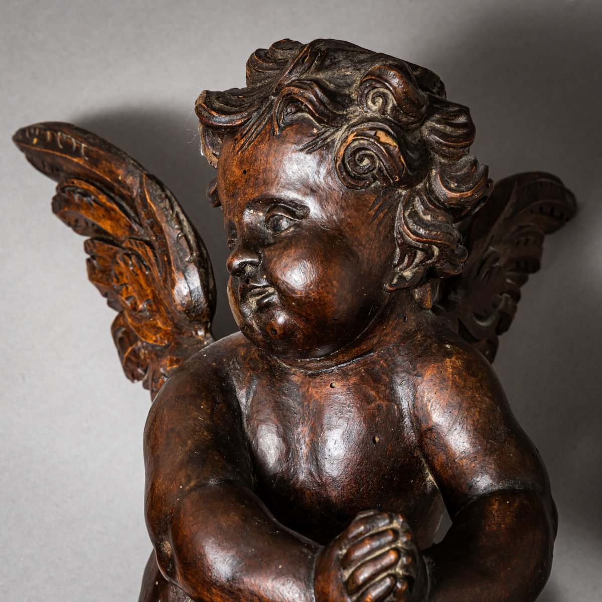 Pair Of Baroque Angels, 18th Century-photo-5