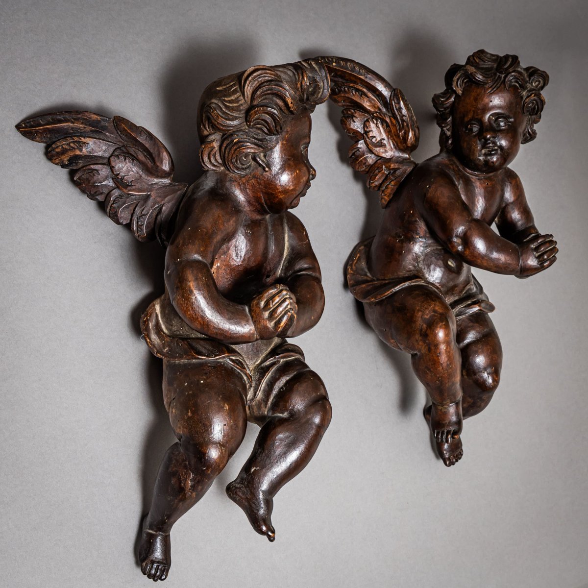 Pair Of Baroque Angels, 18th Century-photo-6