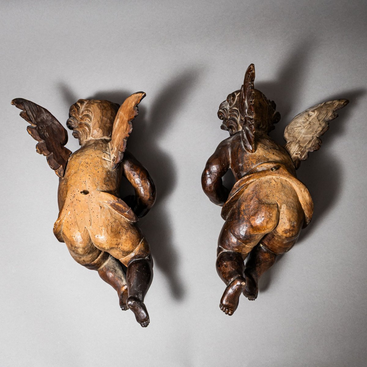 Pair Of Baroque Angels, 18th Century-photo-7