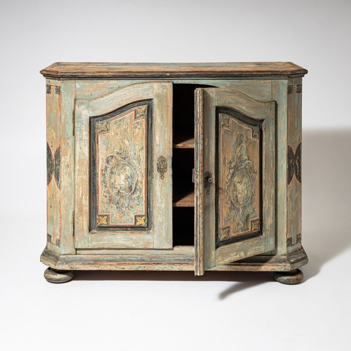 Petite armoire baroque peinte à la main, première moitié du XVIIIe siècle-photo-1