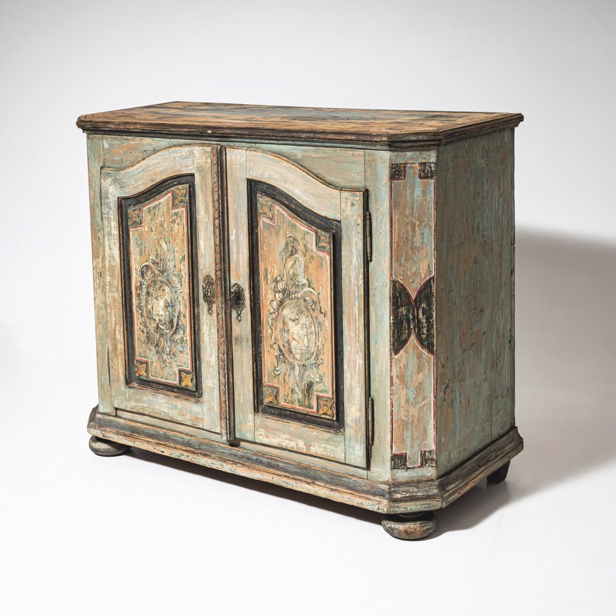 Petite armoire baroque peinte à la main, première moitié du XVIIIe siècle-photo-3