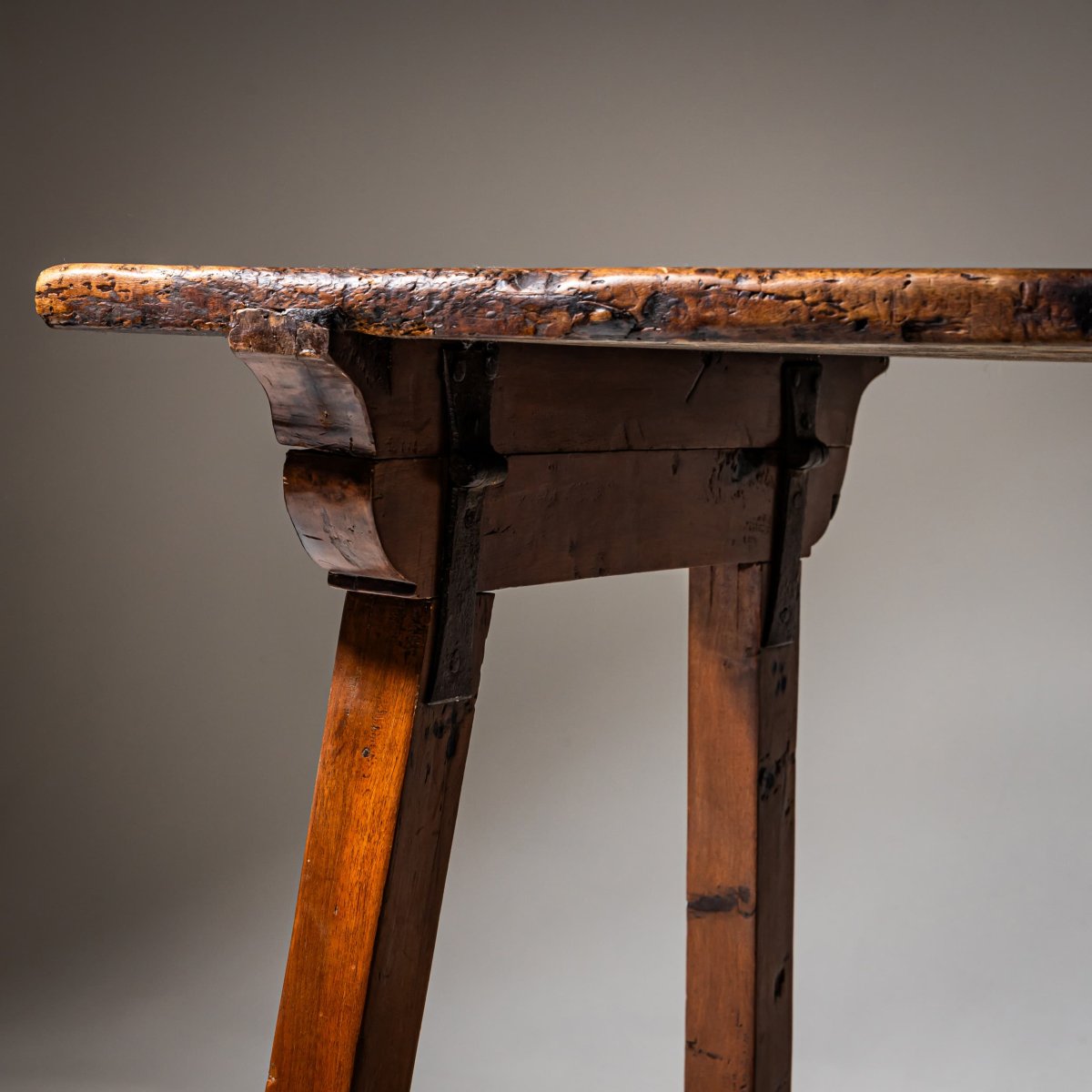 Rustic Table With Iron Base, Probably Spain, 19th Century-photo-2
