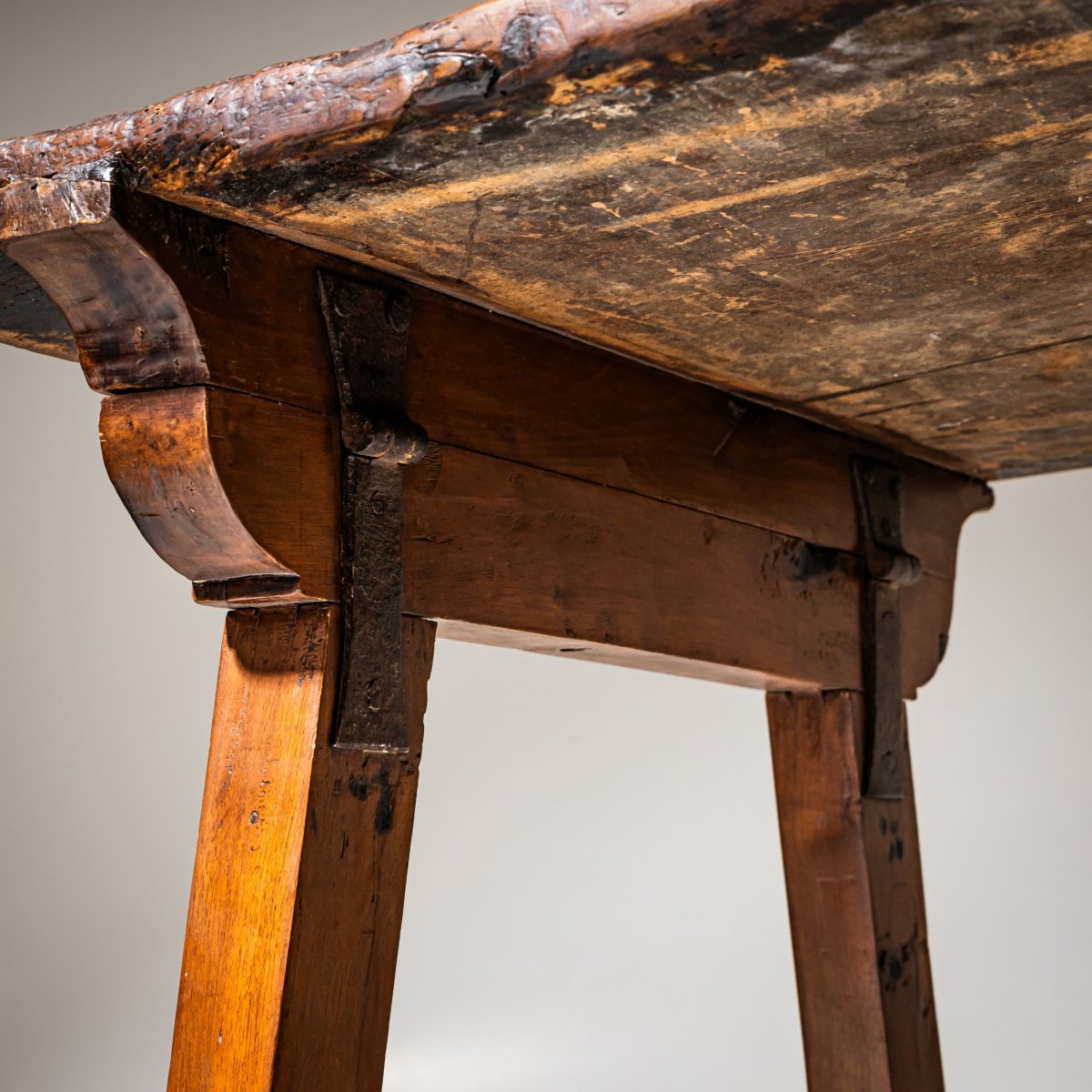 Rustic Table With Iron Base, Probably Spain, 19th Century-photo-6