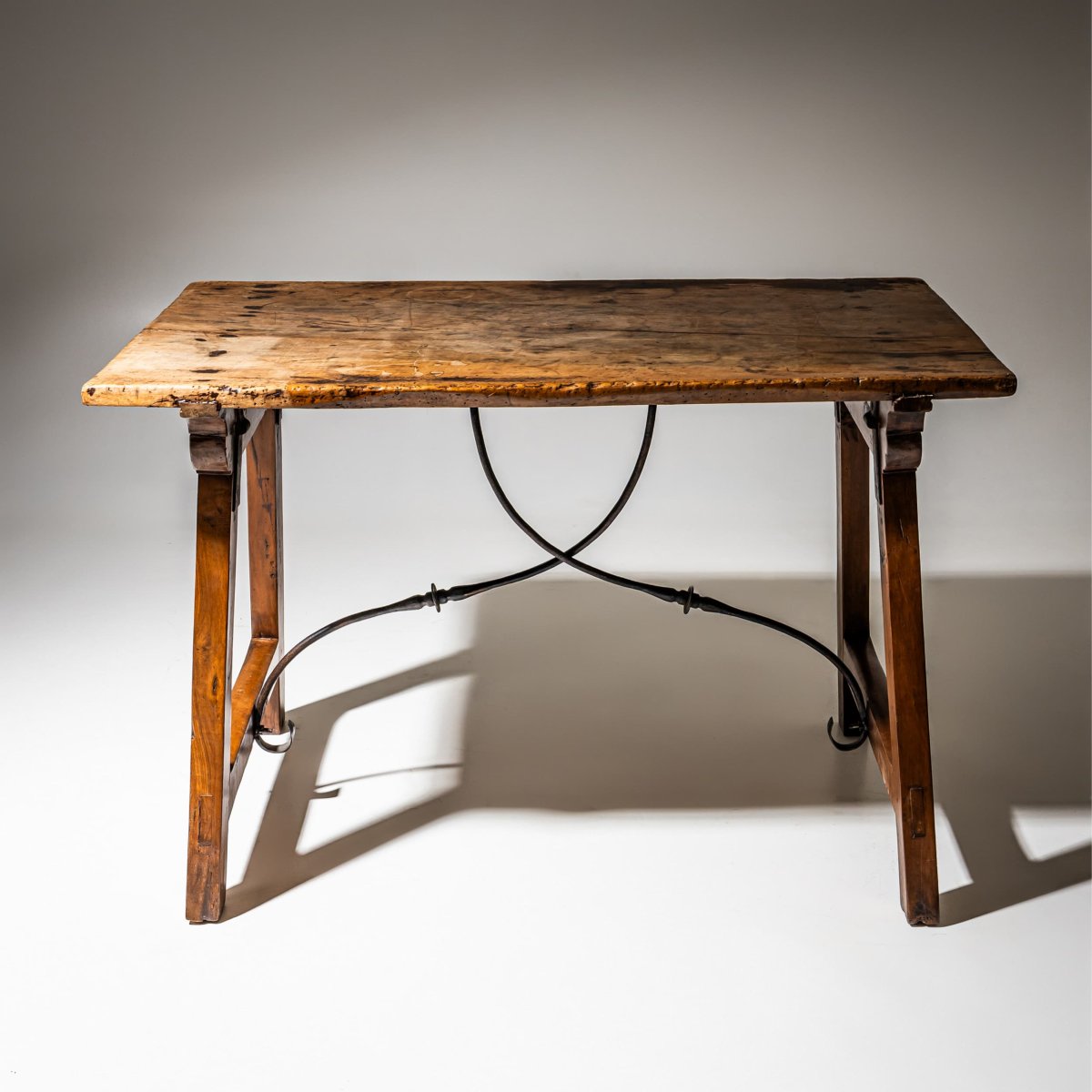 Rustic Table With Iron Base, Probably Spain, 19th Century-photo-7
