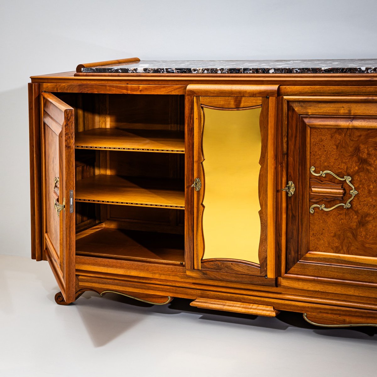 Art Deco Sideboard With Marble Top, France, 1930s-photo-2