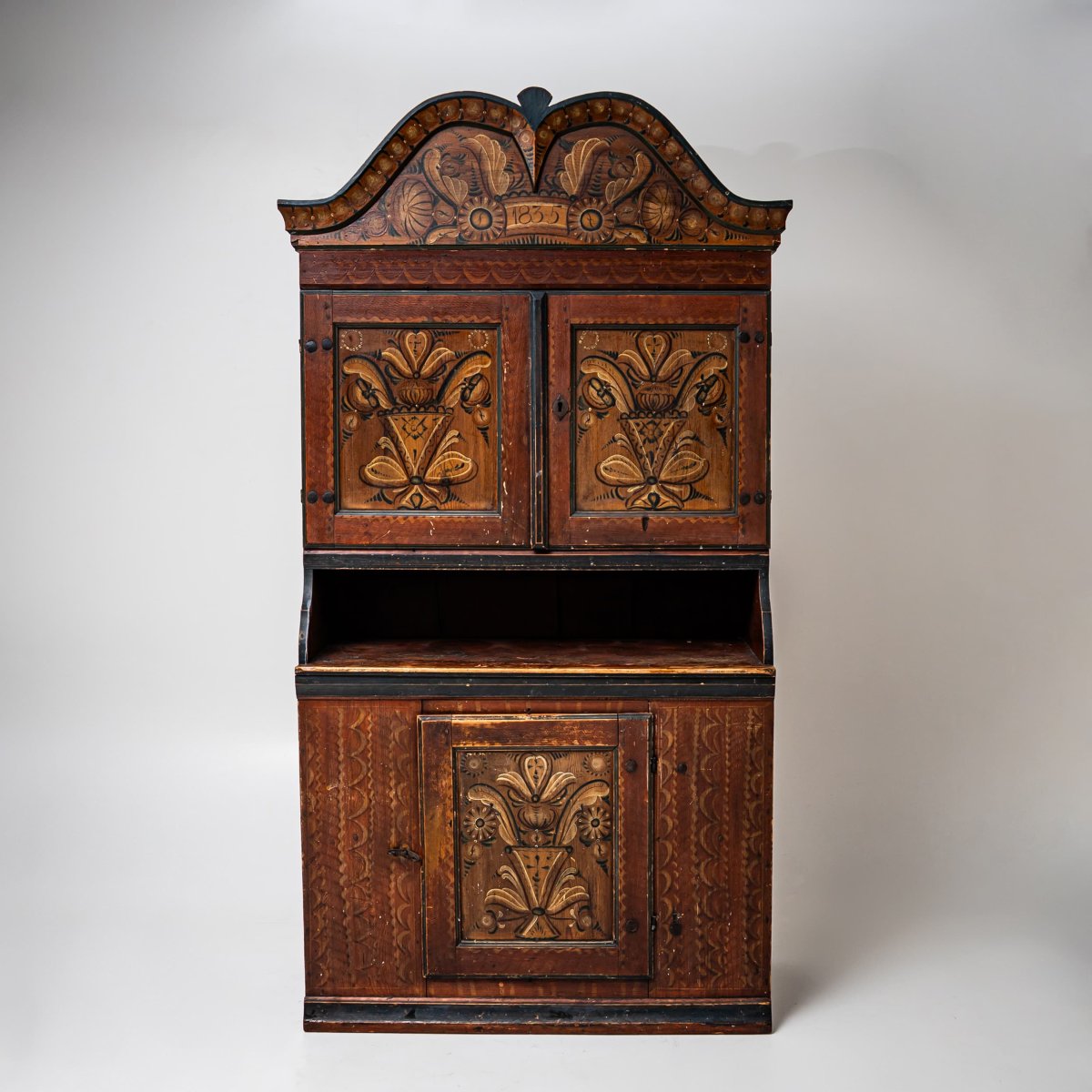 Hand-painted Folk Cabinet, Sweden, Dated 1835-photo-1