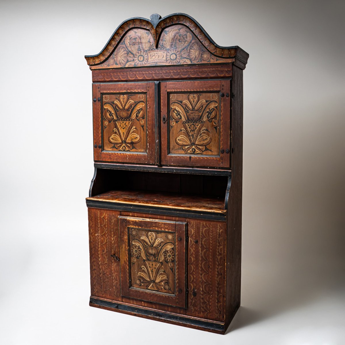 Hand-painted Folk Cabinet, Sweden, Dated 1835-photo-3