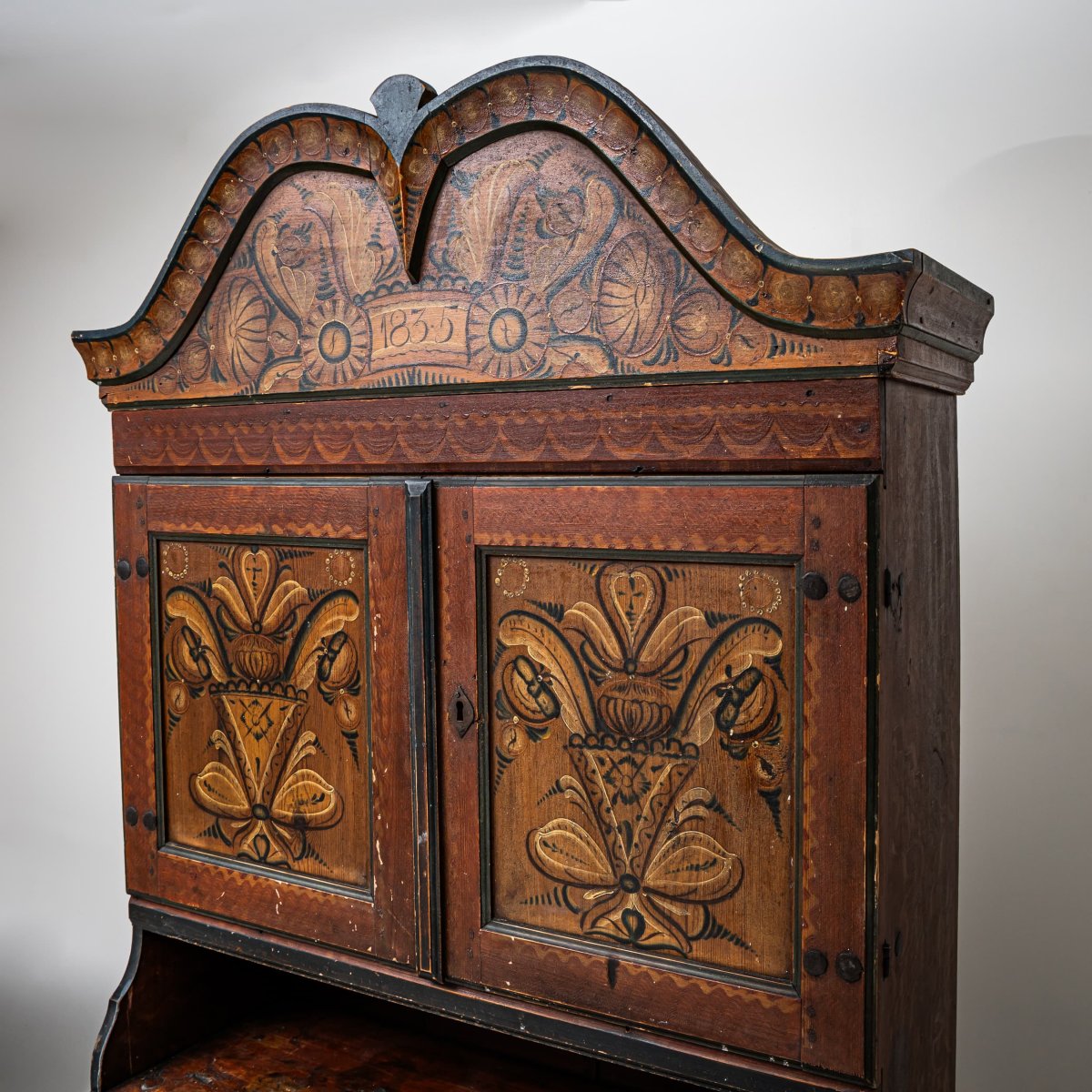 Hand-painted Folk Cabinet, Sweden, Dated 1835-photo-4