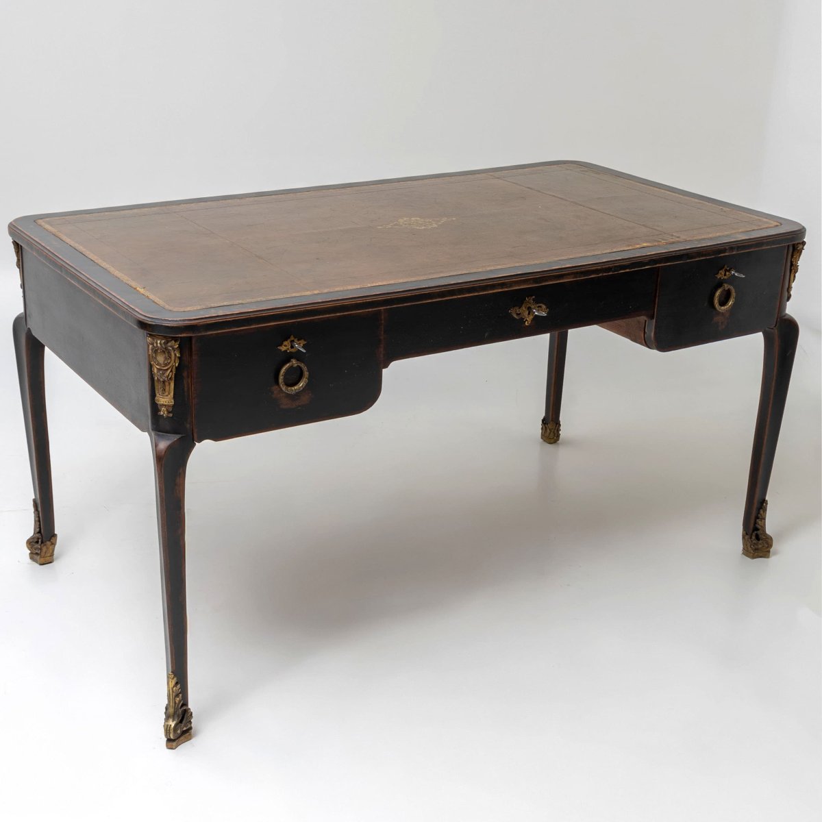 Bureau de style baroque patiné noir, début du XXe siècle-photo-1