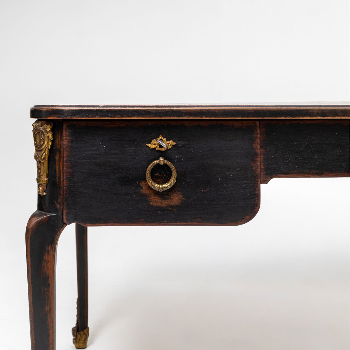 Bureau de style baroque patiné noir, début du XXe siècle-photo-3