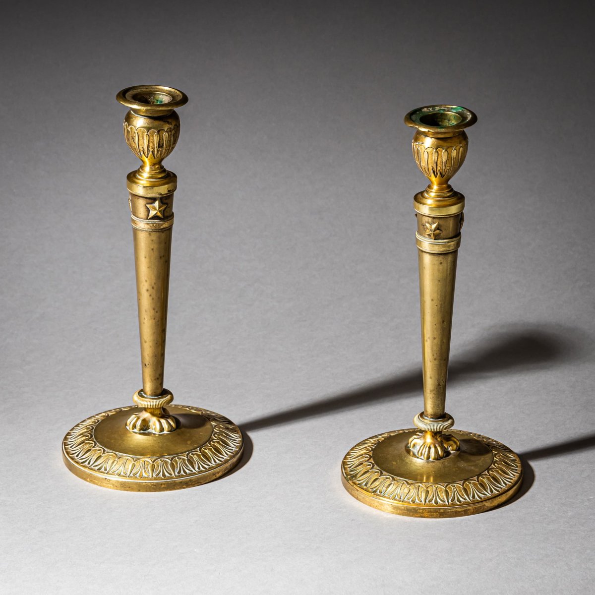 Pair Of Brass Candlesticks, France, 19th Century-photo-2
