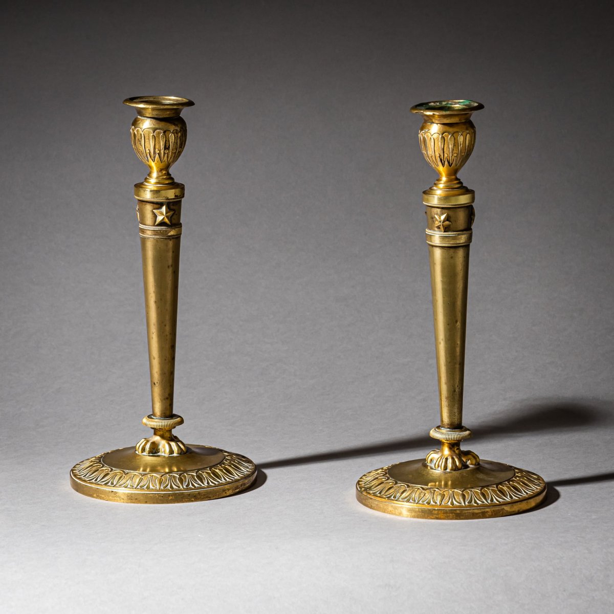 Pair Of Brass Candlesticks, France, 19th Century-photo-3