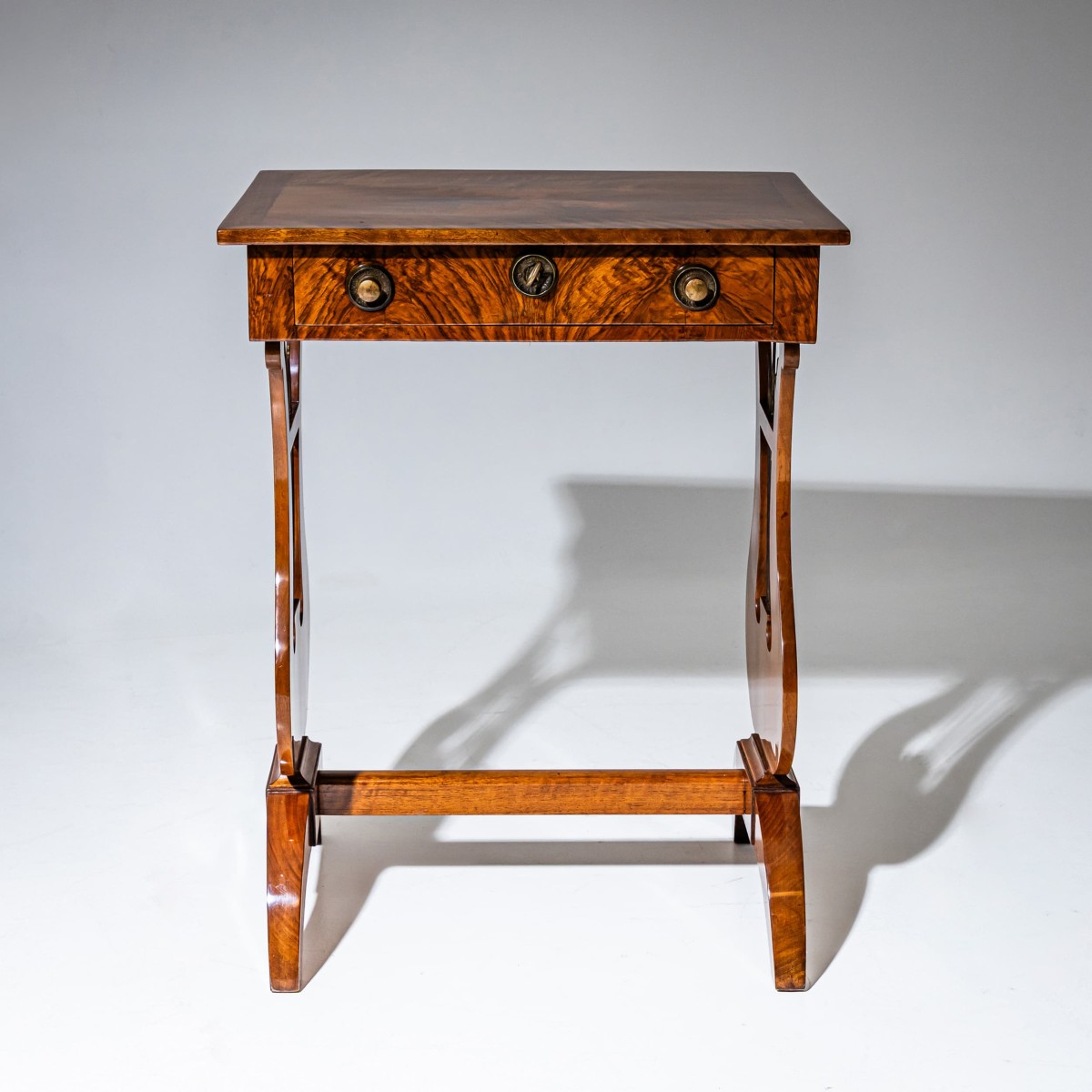 Biedermeier-style Lyre-shaped Sewing Table, Circa 1830-photo-2