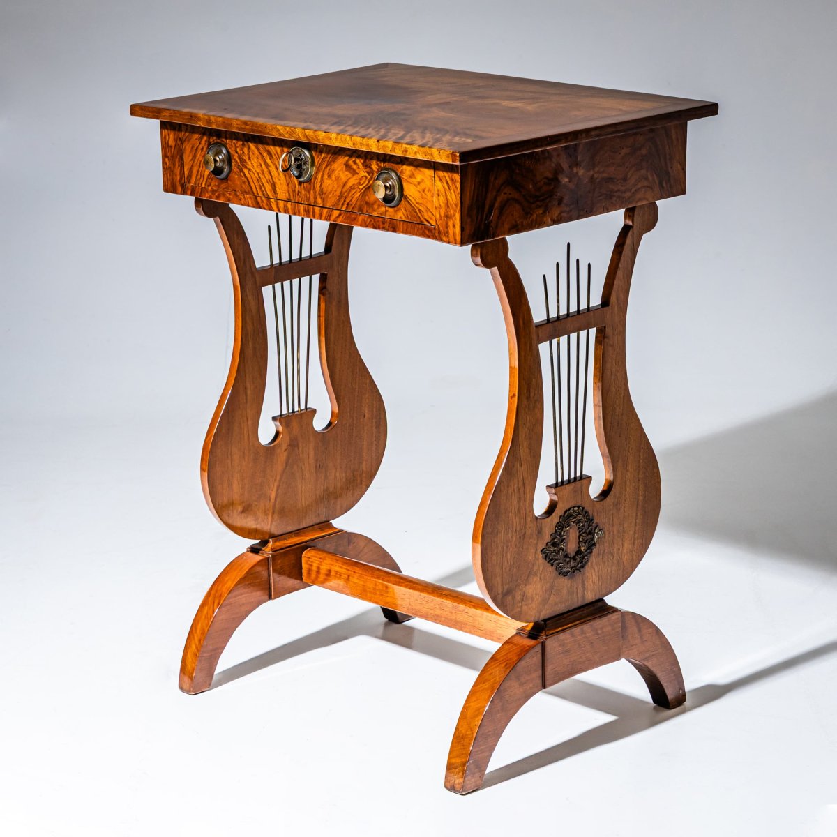 Biedermeier-style Lyre-shaped Sewing Table, Circa 1830