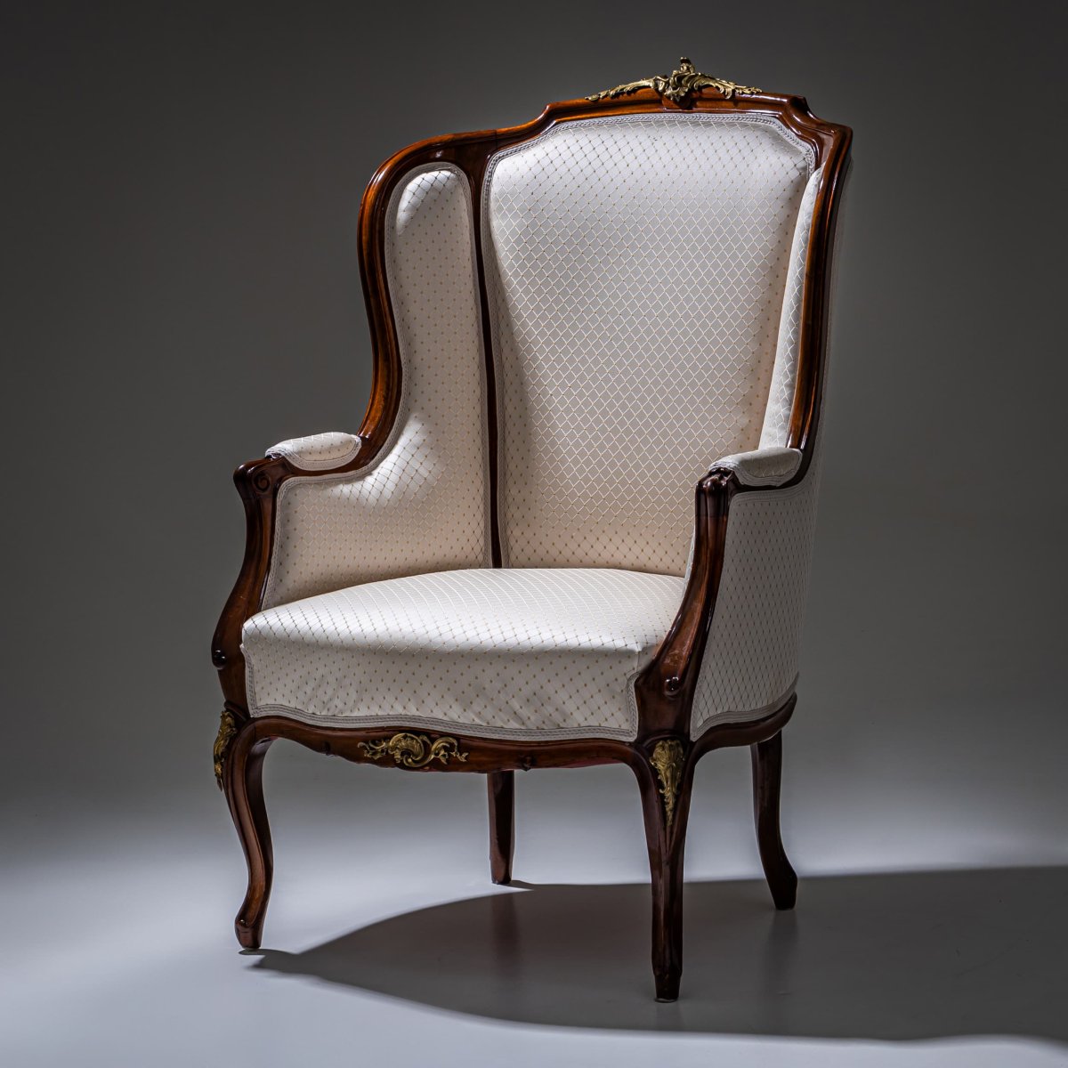 Louis XV Style Wingback Armchair, Dresden / Germany, Circa 1880-photo-4